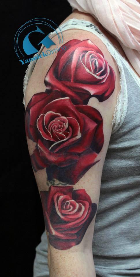 Modèle de Tatouage de Roses Réalistes , Graphicaderme